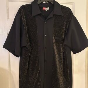 Vintage Glittery Black and Gold Bowling Top